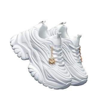Imagem de Tênis Chunky Branco Plataforma Feminino – Solado Alto Antiderrapante, Conforto e Estilo Urbano para Academia, Passeio e Dia a Dia Tam. 37