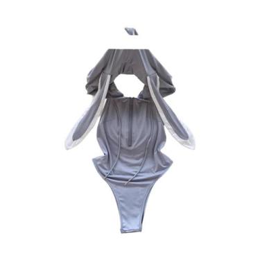 Imagem de Macacão Feminino Sem Mangas, Slim, Costas Descobertas, Saia Mini Pliss