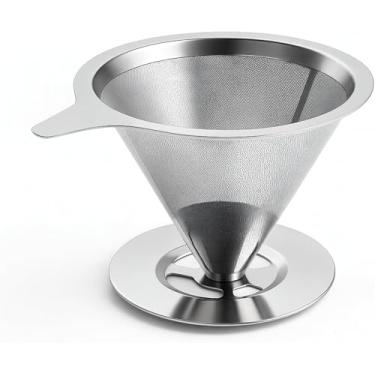 Imagem de Coador De Café Inox Reutilizável 102 Dupla Camada Com Suporte Filtro Permanente