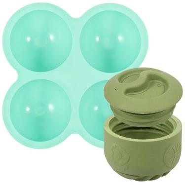 Imagem de KTZCTPCA Dispensador de guloseimas congeláveis com molde de comida, bola de borracha congelável, brinquedos para mastigar cachorros, quebra-cabeça interativo para cães, brinquedo de enriquecimento de