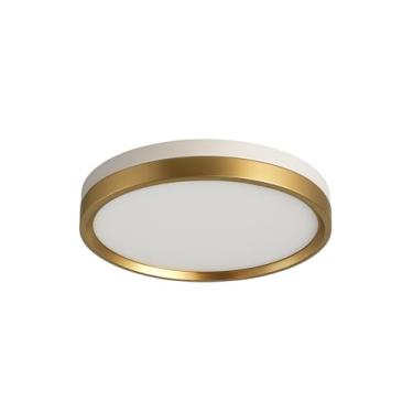 Imagem de Plafon Luminária LED Sobrepor Redondo 30W Chass Dourado 38cm Bivolt – 3 Cores Ajustáveis 3000K/4000K/6500K, Acrílico e Alumínio, Luxo e Sofisticação p/Teto ou Parede