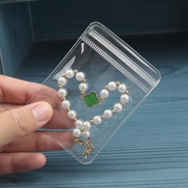 Imagem de SUBGIU Bolsas de joias antimanchas de PVC transparente para armazenamento de joias com zíper embalagem de plástico para brincos (100 peças, bolsa de brincos transparentes antimanchas 6 x 8 cm)