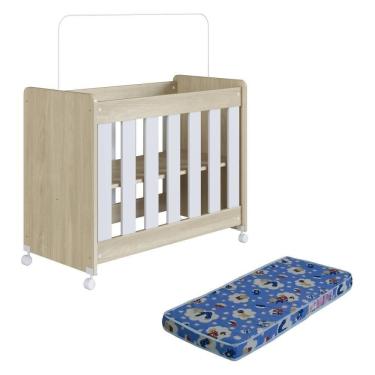 Imagem de Mini Berço Infantil Moisés 4 em 1 com Colchão Rodas Carvalho Araguaia