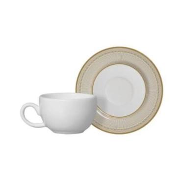 Imagem de Xicara Café Com Pires Plissan Dourado Alleanza 6 Peças