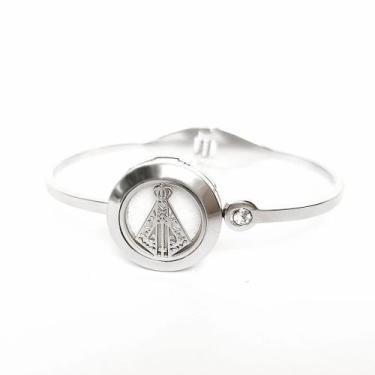 Imagem de Bracelete Difusor NOSSA SENHORA em AÇO INOXIDÁVEL- Prateado - Aromear