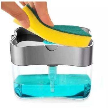 Imagem de Dispenser Sabão 2x1 Detergente Suporte Porta Bucha Esponja - DropJT