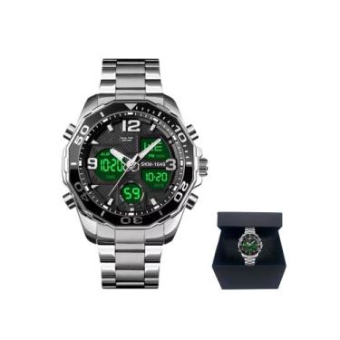 Imagem de Relógio Masculino Skmei 1649 Anadigital Esporte Luxo , Prateado