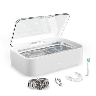 Imagem de kunphy limpador ultrassônico de joias, máquina de limpeza de óculos elétrica para relógios, anel de tira, brinco, corrente, pincel de maquiagem, retentor de dentadura, protetor bucal, invisa