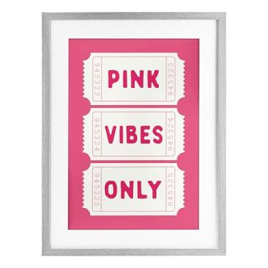 Imagem de Stupell Industries Pink Vibes Only Tickets Impressão emoldurada cinza sob vidro, design por Lettered and Lined, 23 x 17