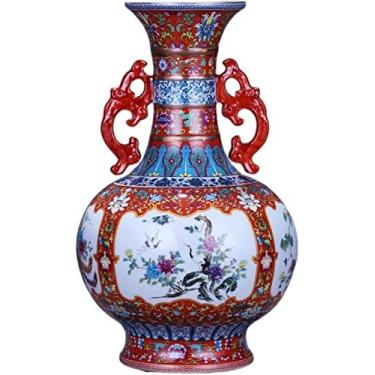 Imagem de Vaso de flores, vaso de cerâmica, 40 cm, grande, porcelana, esmaltado, pintado à mão, vasos para decoração de casa, quarto, sala de estar, ornamento, vaso de flores, decoração de mesa (C)