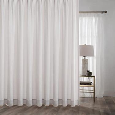 Imagem de Cortinas transparentes plissadas bege de 280 cm de comprimento, 2 painéis, veludo luxuoso, toque suave, privacidade opaca, filtra suavemente a luz, mas não transparente, painéis transparentes para