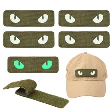 Imagem de PH PandaHall 6 peças de adesivos de olhos de gato que brilham no escuro, 8,9 x 2,8 cm, adesivos de olhos de gato com gancho, tático, bordado, para mochilas, chapéus, bolsas, colete tático, capacete