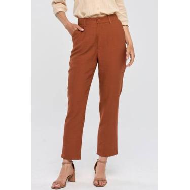 Imagem de Calça PKS Alfaiataria Reta Em Viscose Marrom, P