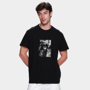 Imagem de Camiseta Osklen Vintage Tridente Areia Masculina, Preto, G