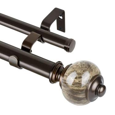 Imagem de Varão de cortina duplo KAMANINA 90-180 cm de bronze com acabamentos em