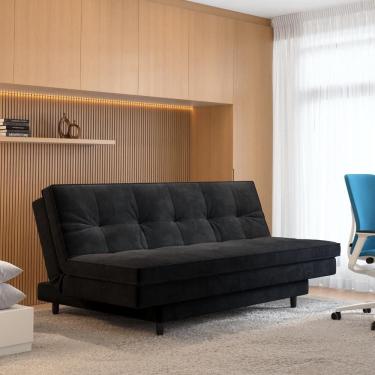 Imagem de Sofá-cama Roz Plush Fixo com Pé Trapézio 4 Lugares Suede 180cm