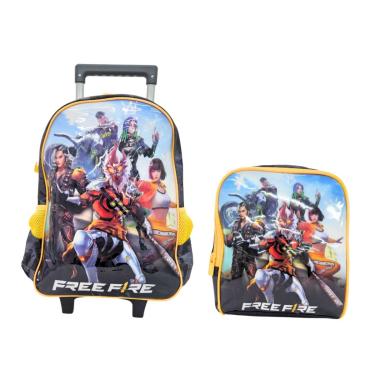 Imagem de Kit Mochila com Rodinhas + Lancheira Térmica Free Fire
