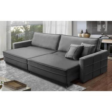 Imagem de Sofá Cama Retrátil e Reclinável 2,10m Molas Cancún Veludo - Mirra Deco