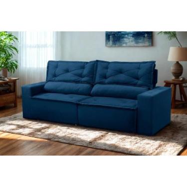 Imagem de Sofá Retrátil e Reclinável 2 lugares com Molas 1,50m Lima Suede Azul M