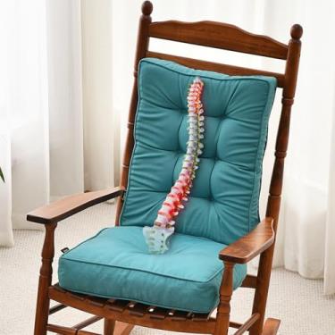 Imagem de SUNROX Almofada de cadeira de balanço antiderrapante de espuma viscoelástica FadeShield, resistente à água, espessa, durável, conjunto de almofadas de assento e encosto com laços para balancim interno