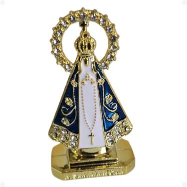 Imagem de Miniatura Imagem Nossa Senhora Aparecida de Metal Para Painel de Carro Com Strass Autocolante