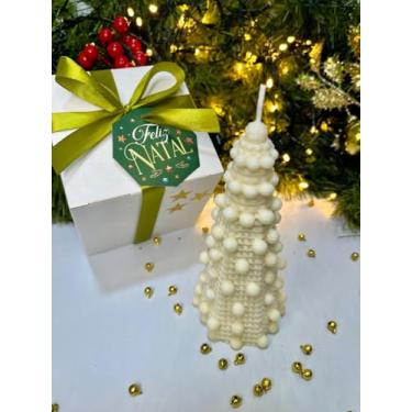 Imagem de Vela Aromática Árvore de Natal Bolinhas 140g Perfumada Cor Natural