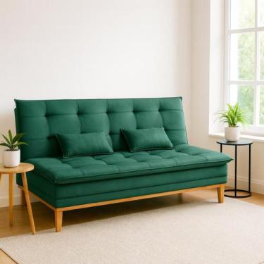 Imagem de Sofa Cama Mobly Suede Pes De Madeira 3 Lugares Moderno - Dcazza, Verde