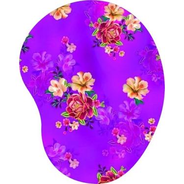 Imagem de Mouse Pad Ergonômico Gota Rosas Bordô e Pêssego Fundo Roxo Vibrante