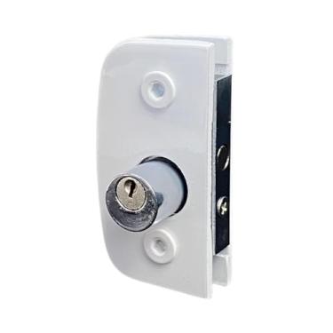 Imagem de Fechadura Central 1520 de Alumínio para Porta de Vidro Temperado com recorte 75mm x45mm com Chave com Variação de Cores (Branco)