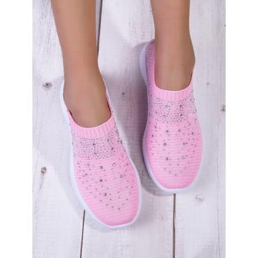 Imagem de Tênis feminino sem cadarço, respirável, leve, atlético, casual, academia, rosa, 40