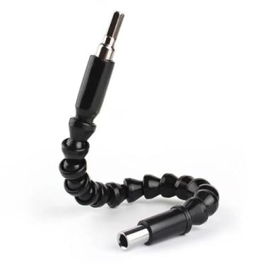 Imagem de 1 peça de barra de extensão de broca de haste sextavada flexível de metal flexível cabo enrolado de plástico com cabeça hexagonal interna de 0,63 cm, acessório de chave de fenda elétrica preta para