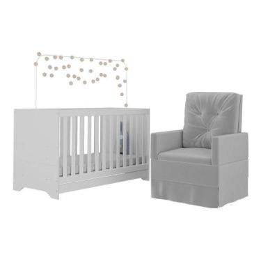 Imagem de Berço 3x1 Com Poltrona De Amamentação Multimóveis Mp4064 Branco/cinza 
