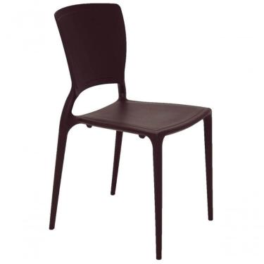 Imagem de Cadeira Tramontina Sofia Em Fibra De Vidro Marrom Com Encosto Fechado