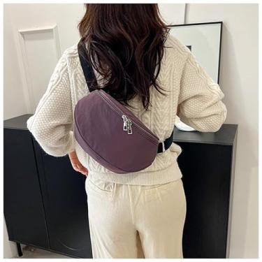 Imagem de Bolsa tiracolo feminina leve à prova d'água Oxford – Bolsa de ombro versátil de nylon com sela, Roxa, Medium, Mochila casual