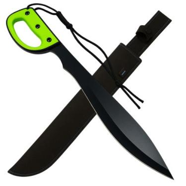 Imagem de Facão Machete Aço Inoxidável 44cm Lâmina Lisa e Serrilhada com Bainha 