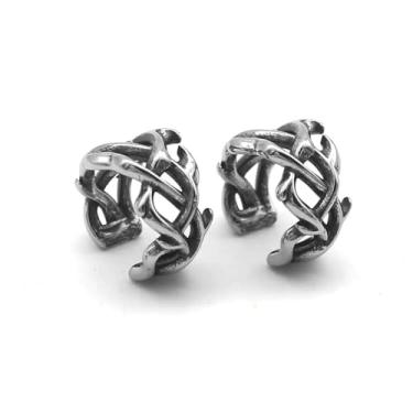 Imagem de Brincos góticos de espinho, brincos punk de arame farpado, brincos torcidos de aço inoxidável sem piercing