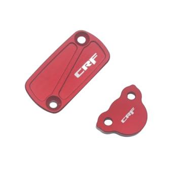 Imagem de Tampa de alumínio CNC para reservatório de fluido de freio dianteiro e traseiro para CR125R CR250R CRF150R CRF250R CRF250X CRF250RX CRF250F CRF450R CRF450RX CRF450X CRF450L CRF450RL (vermelho)