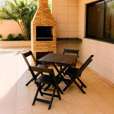 Imagem de Conjunto de Mesa para bar com 4 Cadeiras Dobráveis Madeira - Ismalu, P