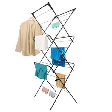 Imagem de KeingGcopr Escorredor de roupas dobrável | Estante de secagem de roupa dobrável portátil | Use para ambientes internos e externos | Economia de espaço | Preto 137 x 61 cm x 43 cm | Fácil de montar