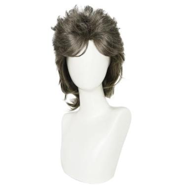 Imagem de Peruca preta, cinza, estilo punk, 40 cm para homens, sintética de 16 p