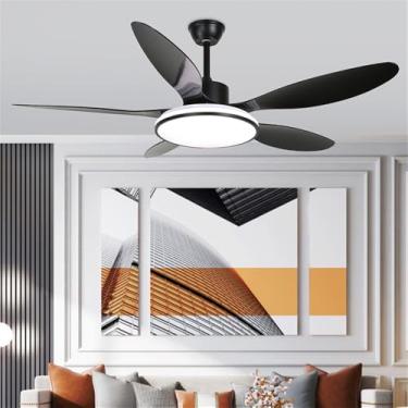 Imagem de Ventilador de teto moderno nórdico com controle remoto, luminária elétrica de luxo para sala de estar, restaurante, quarto, escritório, hotel e villa, com LED (Estilo 26, 1 unidade)