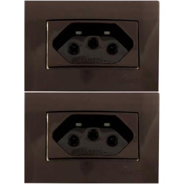 Imagem de 2 Tomada Móvel 3 Pinos 20a Embutir Painel Marrom Margirius