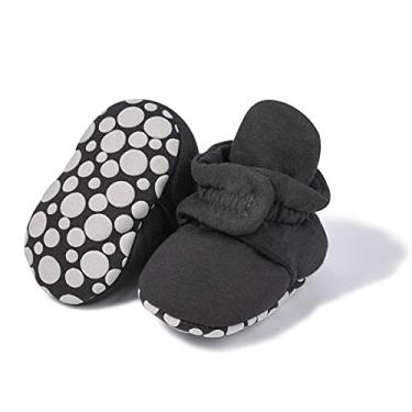 Imagem de Pantufas de inverno para bebês, meninos, meninas, quentes, felpudas, de lã, sola macia, primeiro andador, A5/preto, 12-18 Months Toddler