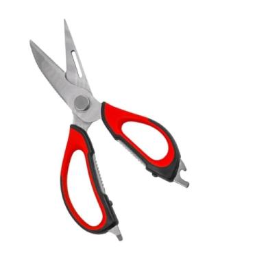Imagem de Tesoura Multifuncional Para Corte Alimentos Legumes Peixes Frangos Verdura Aço Inoxidável Utensílios(VERMELHO)
