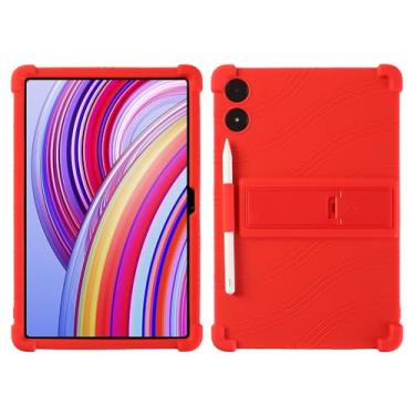 Imagem de QYiiD Capa para tablet Xiaomi Redmi Pad Pro/Xiaomi Poco Pad 2024 de 12,1 polegadas, capa protetora dobrável de silicone leve para crianças, macia e resistente a choques, vermelha
