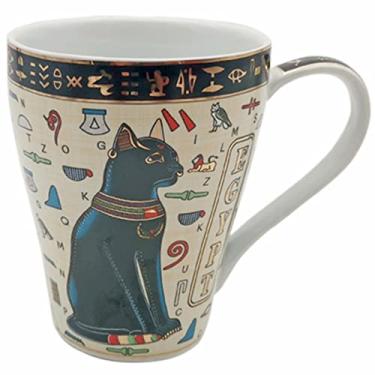 Imagem de Caneca de café de cerâmica estilo egípcio antigo caneca grande para café chá para vida doméstica, melhor presente ou lembrança, para amigos da família 5 tipos de estilo 330 ml (bege e preto)