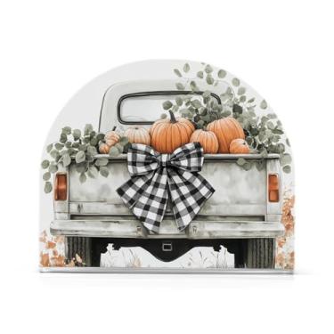 Imagem de Farmhouse Fall Truck Abóbora Buffalo Xadrez Arco Guardanapo Suporte para Mesa Suportes de Guardanapos Verticais Acrílicos para Guardanapos de Papel Dispensador de Guardanapos Decorativos para Casa