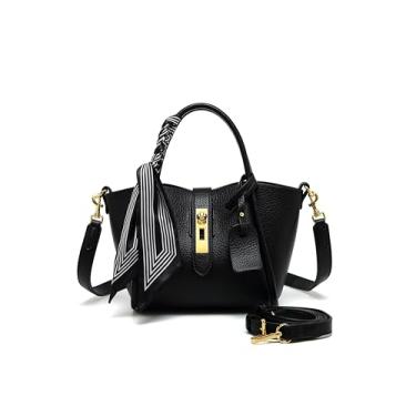 Imagem de Bolsa de ombro feminina, carteira feminina, bolsa vintage, bolsa transversal de couro sintético com alça de ombro ajustável, Preto, Small, Bolsa quadrada pequena transversal