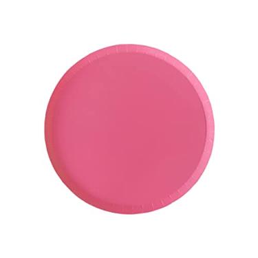 Imagem de Jollity & Co Pratos de jantar com sombra - Pratos de papel rosa flamingo - Pacote com 8 pratos de bolo descartáveis - Pratos de festa para chás de bebê, aniversários, festas de verão, decorações de