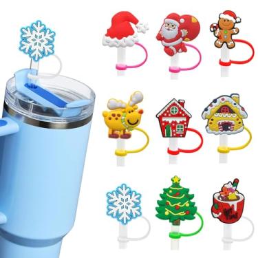 Imagem de HATOTO Capas de palha Stanley de Natal para Stanley Cup, topos de palha de floco de neve de inverno para Stanley, topo de silicone de grau alimentício de desenho animado, tampa de palha reutilizável